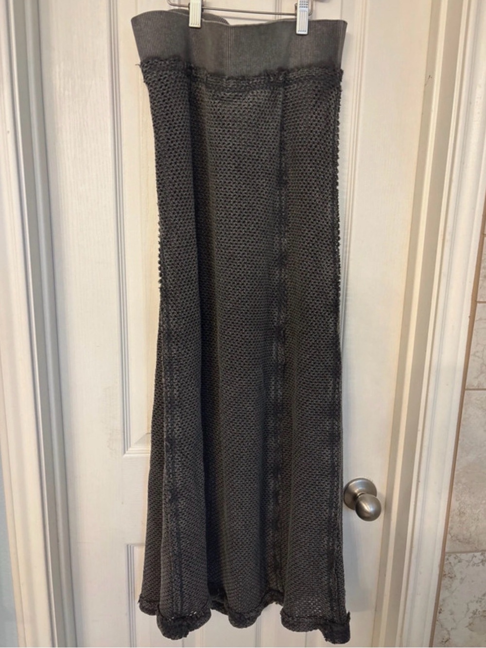 Boho Free People Beautiful Escape Gray Knit Maxi Skirt